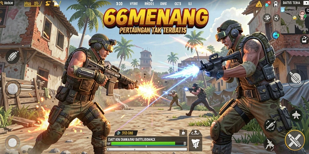 Gameplay seru di 66MENANG dengan aksi Battle Royale.