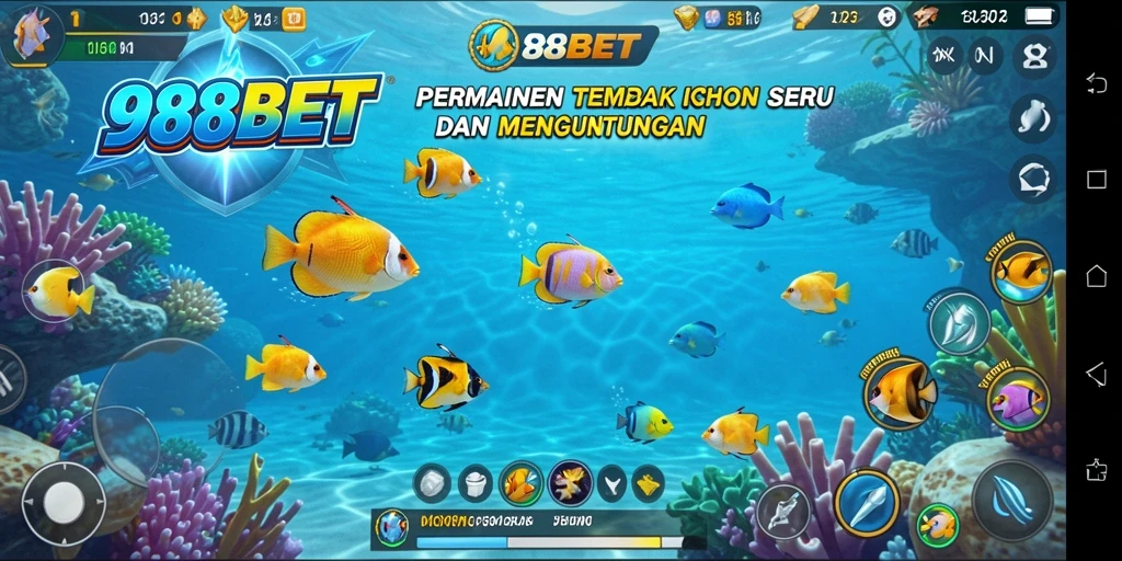 Screenshot gameplay 988BET yang menampilkan aksi Tembak Ikan.