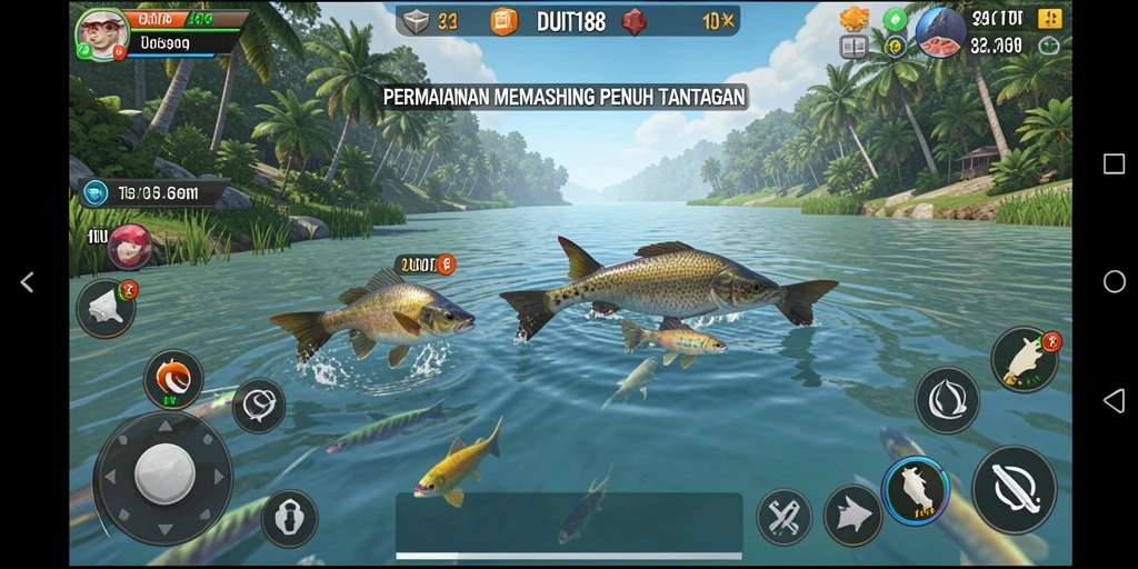 Tampilan mengasyikkan dari gameplay memancing di DUIT188.