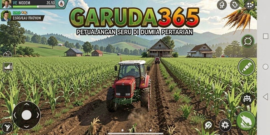 Screenshot GARUDA365 menampilkan visual menarik dari lahan pertanian yang subur.