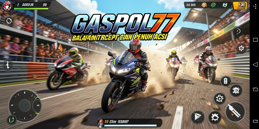Tampilan gameplay seru dari GASPOL77 dalam balapan motor.
