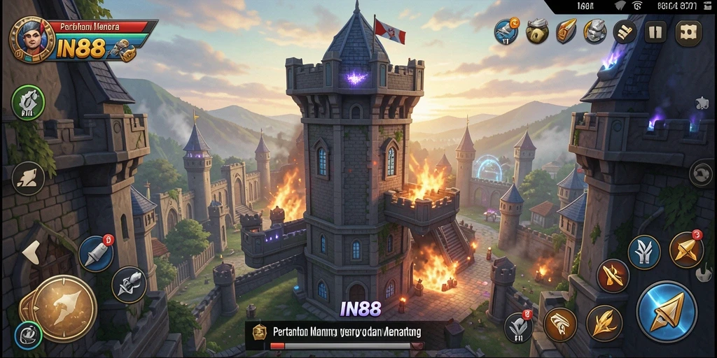 Screenshot gameplay IN88 menampilkan aksi seru Tower Defense.