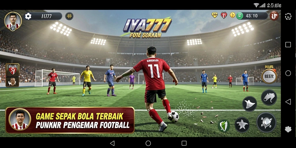 Tampilan gameplay IYA777 yang menegangkan dan seru dalam pertandingan sepak bola.