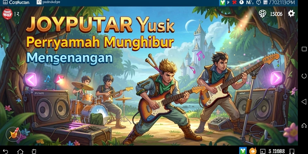 Tampilan gameplay JOYPUTAR dengan berbagai lagu musik.