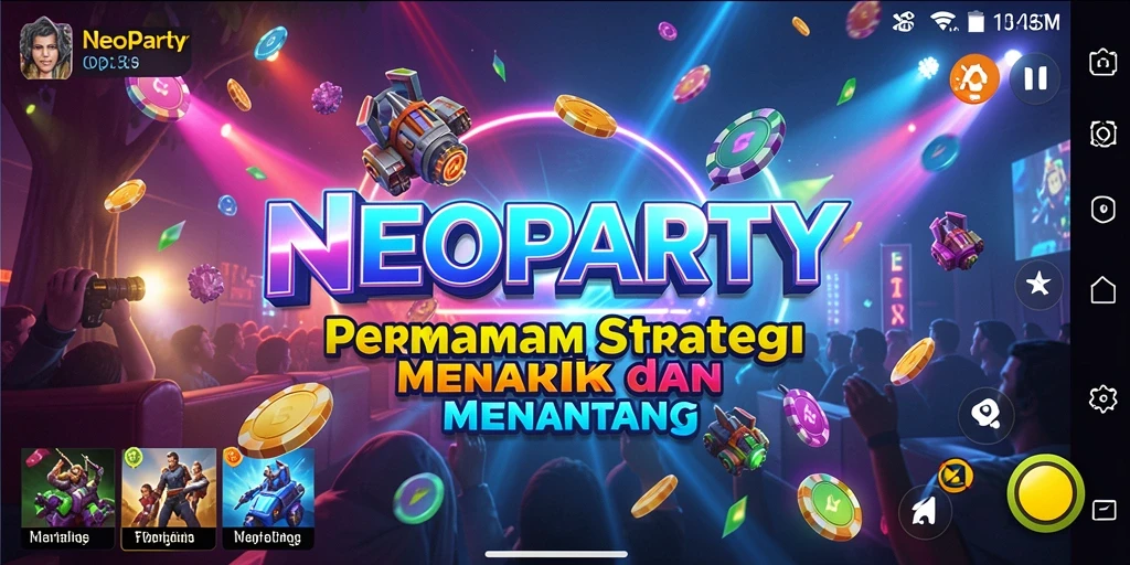 Screenshot gameplay NEOPARTY yang menampilkan aksi strategi yang mendebarkan.