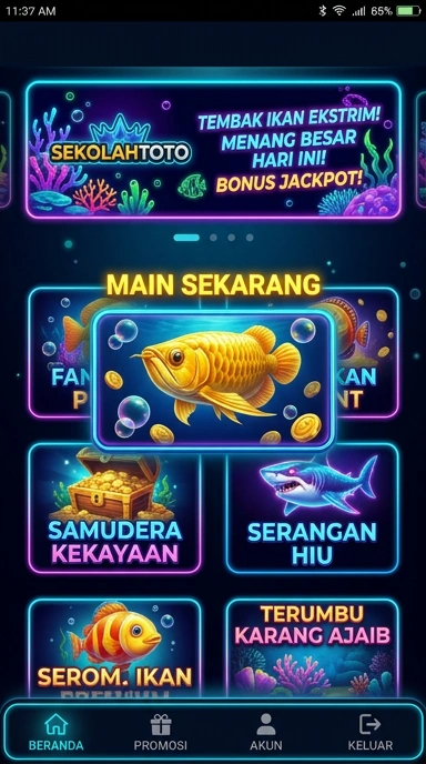 Tampilan utama aplikasi sekolahtoto yang menarik dan informatif.